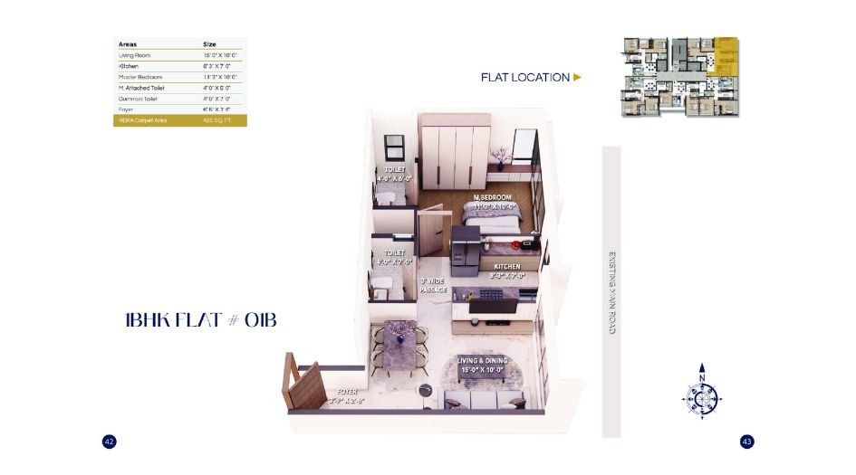 DTG-Aspire-FLoor-Plan-1 BHK-425 Sqft
